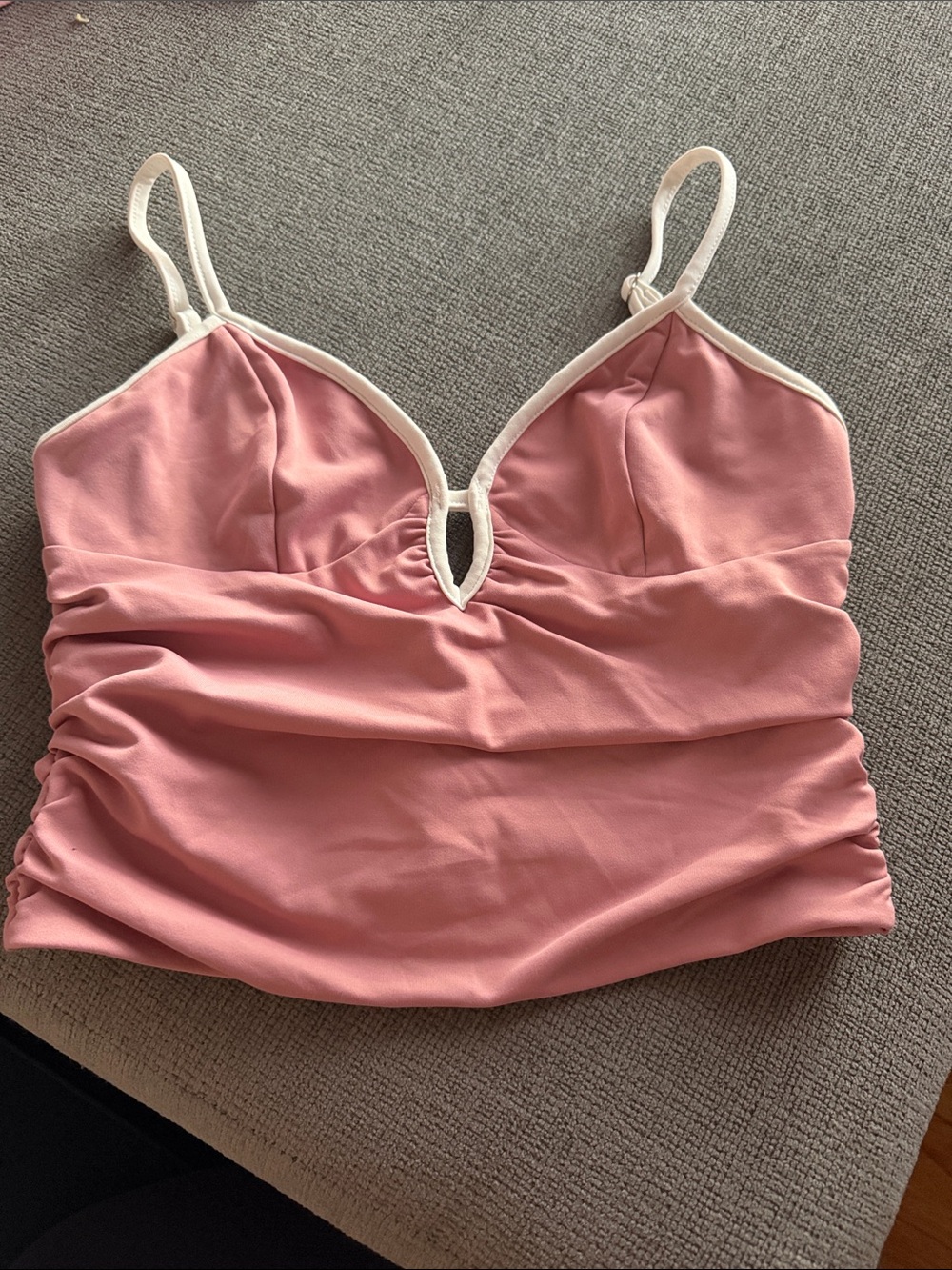 White Fox Boutique Pink White lined crop plunge tank top small